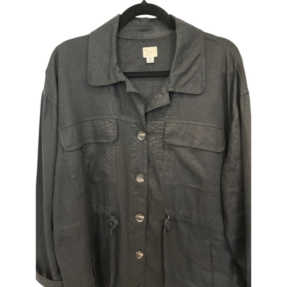 A New Day Plus Size XXL Black Linen Blend  Lightweight Button Front Jacket - Picture 2 of 3